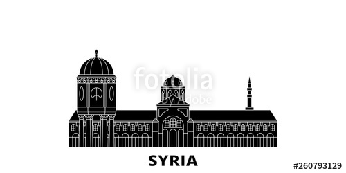 500x250 Syria Flat Travel Skyline Set Syria Black City Vector Panorama