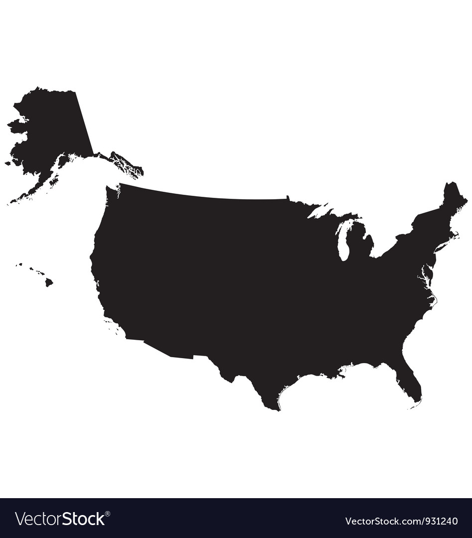 947x1080 Us Map Silhouette Map The United States America Vector Image