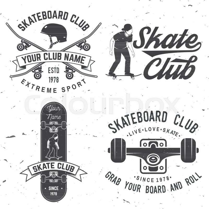 800x800 Set Of Skateboard Club Badges Vector Stock Vector Colourbox