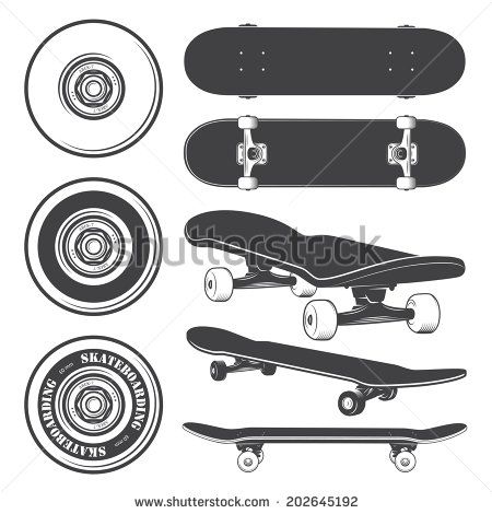 450x470 Set Of Skateboards And Skateboarding Wheels