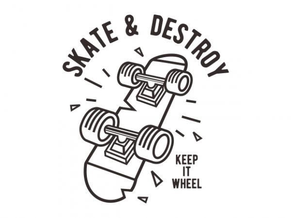 600x450 Skate Destroy T Shirt Template Vector