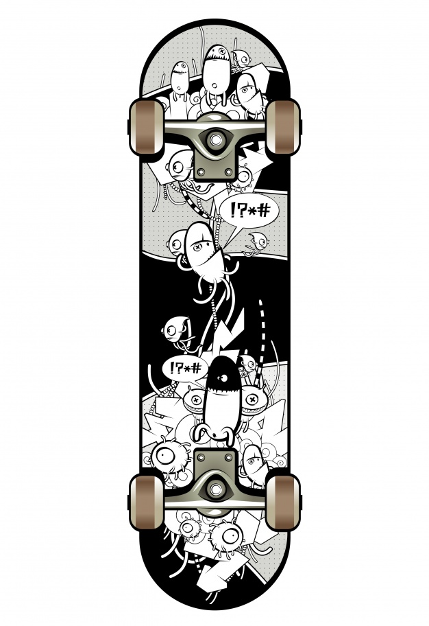 626x912 Skate With Graffiti Design Vector Free Download