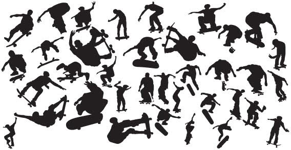 568x294 Vector Skaters Silhouettes Free Vector In Adobe Illustrator