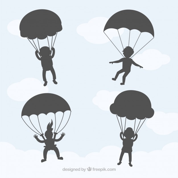 626x626 Paragliders Skydiving In The Sky Vector Shadows Vector Free Download