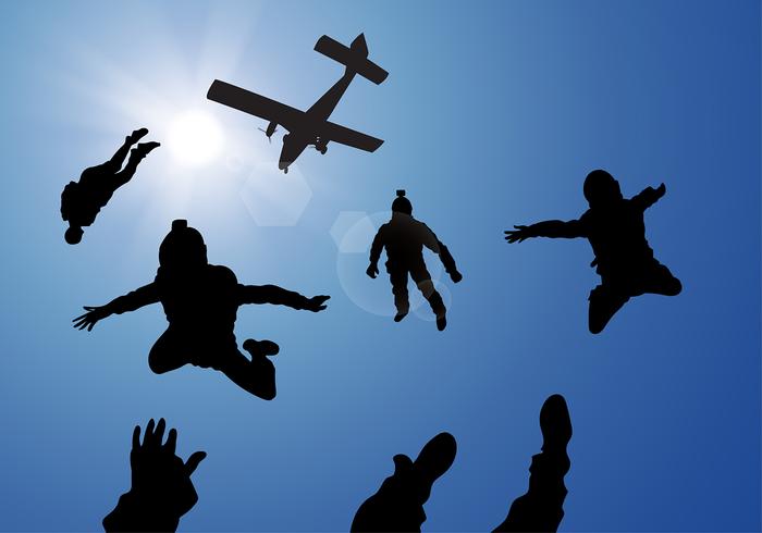 700x490 Skydiving Silhouette Free Vector