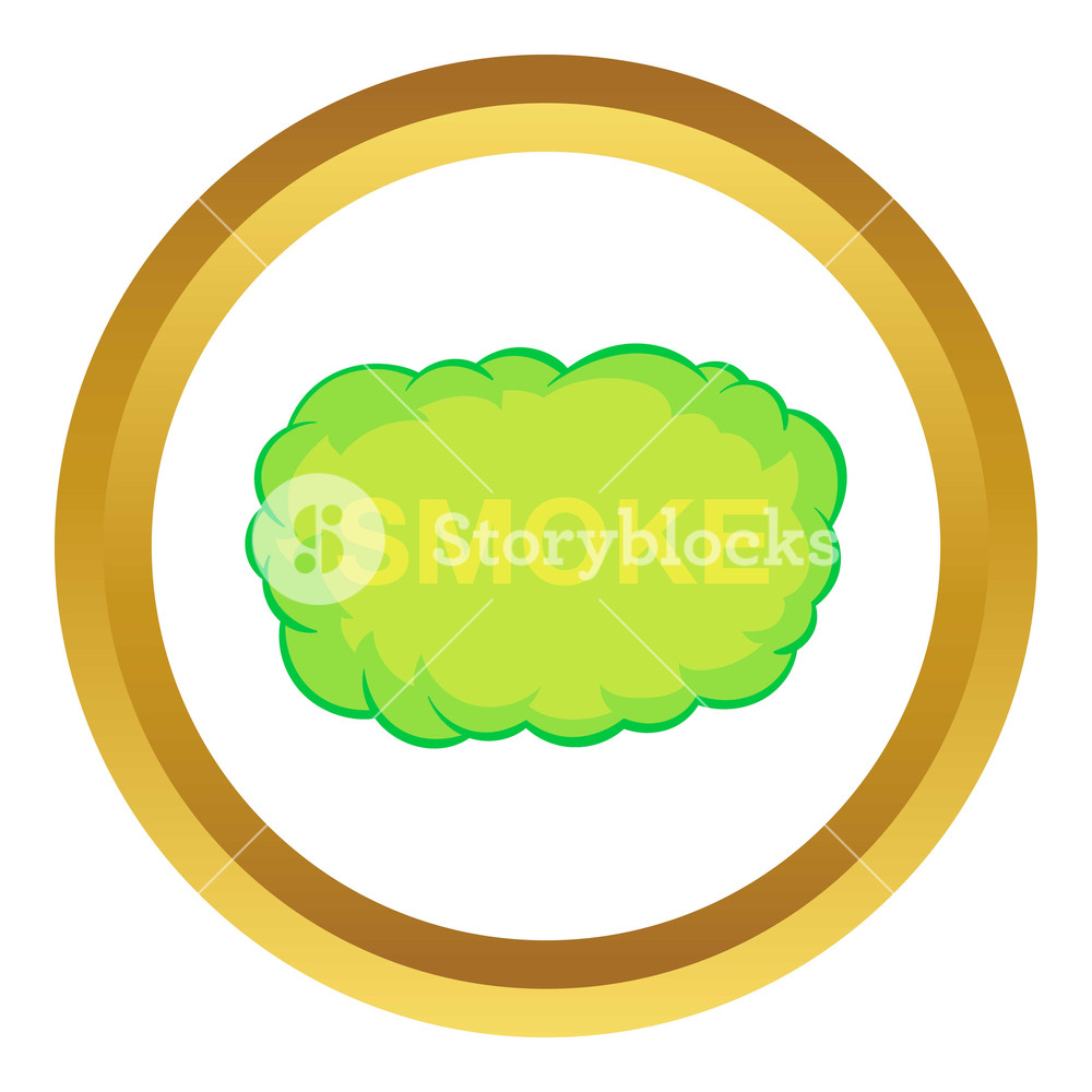1000x1000 Smoke Cloud Vector Icon In Golden Circle, Cartoon Style Isolated