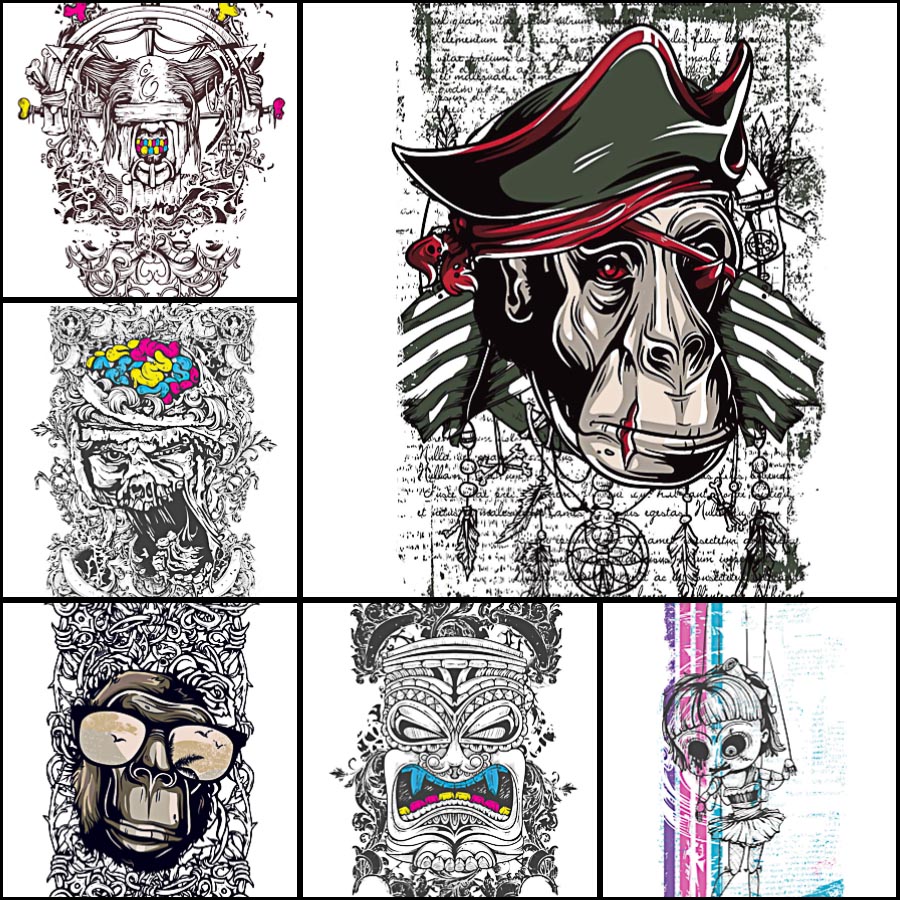 900x900 T Shirt Print Demons Vector Set Free Download