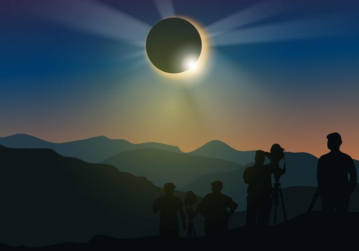700x490 People Watch Solar Eclipse Vector