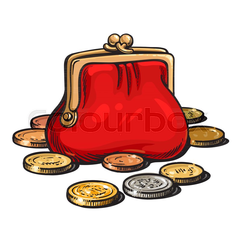 800x800 Red Purse With Coins, Gold, Solver And Stock Vector Colourbox