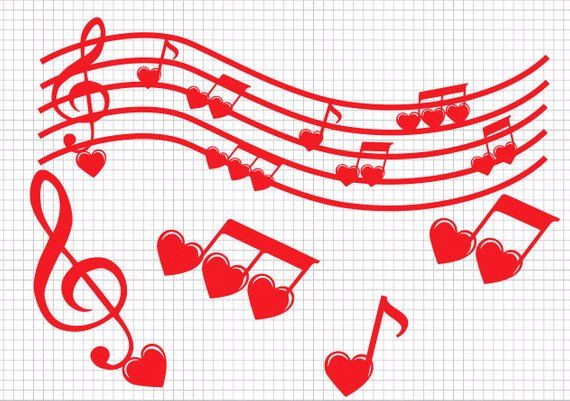 570x401 Love Song Dancing Hearts Notes, Love In Notes, Vector