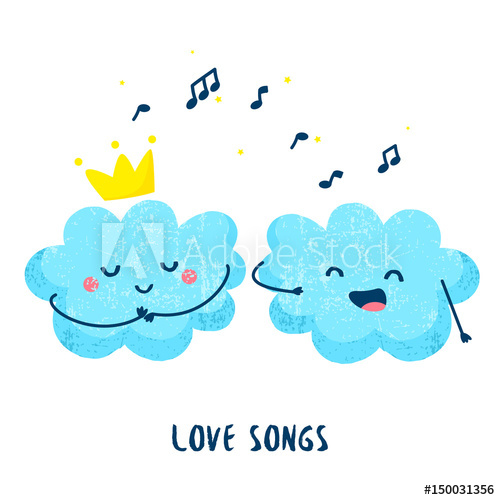 500x500 Cute Cloud Sings A Love Song For The Princess Flat Style Vector