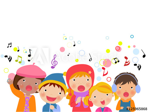 500x375 Group Of Kids Chorus Singing Christmas Songs Vector Illustration