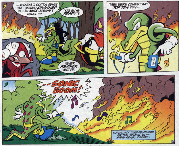 Vector Puts Out A Fire With Music Archie Sonic Comics Know 623x508 Vector Puts Out A Fire With Music Archie Sonic Comics Know