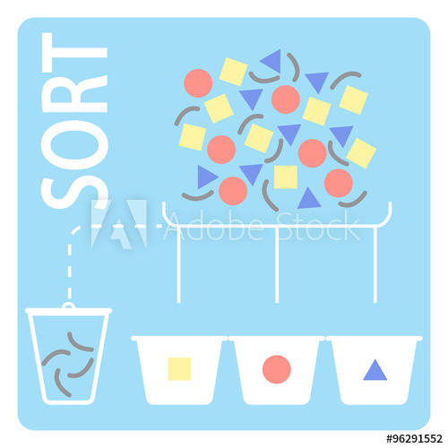 Vector Schematic Illustration Of Sorting Process 500x500 Vector Schematic Illustration Of Sorting Process
