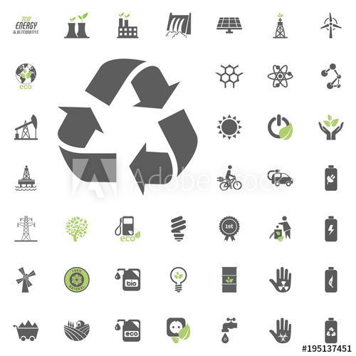 500x500 Recycle Icon Eco And Alternative Energy Vector Icon Set Energy