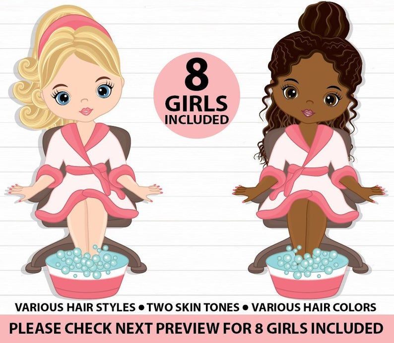 794x692 Spa Girls Clipart Vector Spa Girl Spa Party Clipart Spa Etsy