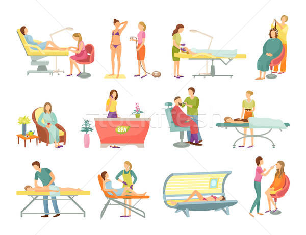 600x461 Spa Salon Pedicure And Barber Ions Set Vector Vector Illustration