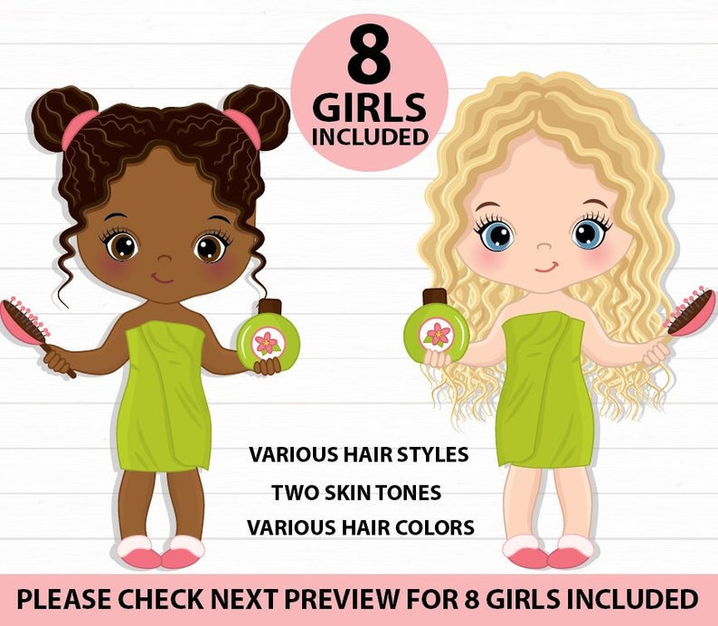 794x692 Little Spa Girls Clipart Vector Spa Girl Spa Party Clipart Etsy