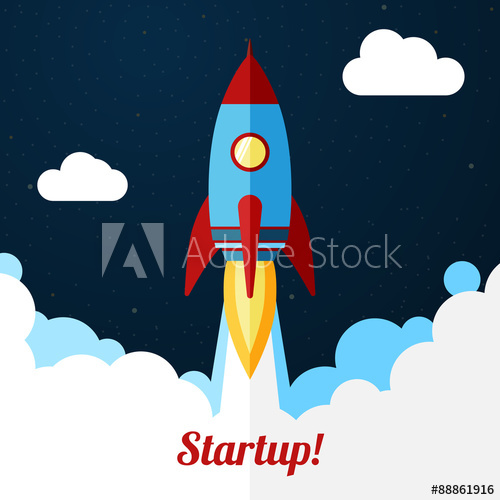 500x500 Vector Space Rocket Launch Concept For Startups, Releases Etc