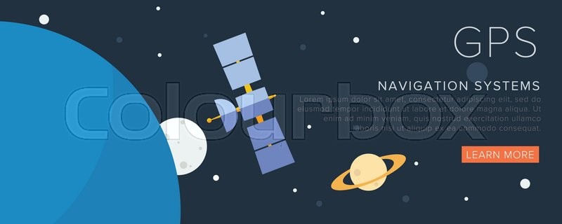 800x320 Gps Satellite On The Space Flat Stock Vector Colourbox