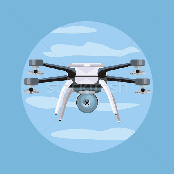 600x600 Flying Drone Vector Illustration In Flat Design Vector