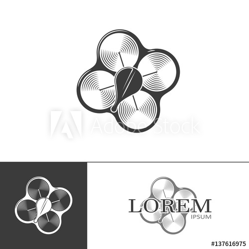 500x500 Drone Logo In Flat Style Simple Icon Of Quadcopter