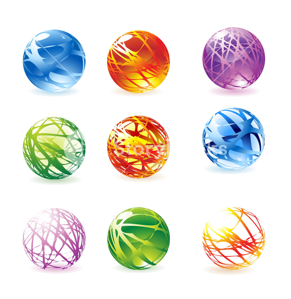 972x1000 Glossy Color Spheres Vector Royalty Free Stock Image