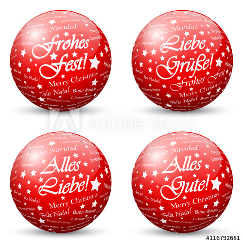 500x500 Red Vector Spheres With Mapped Greeting Texture For Holiday