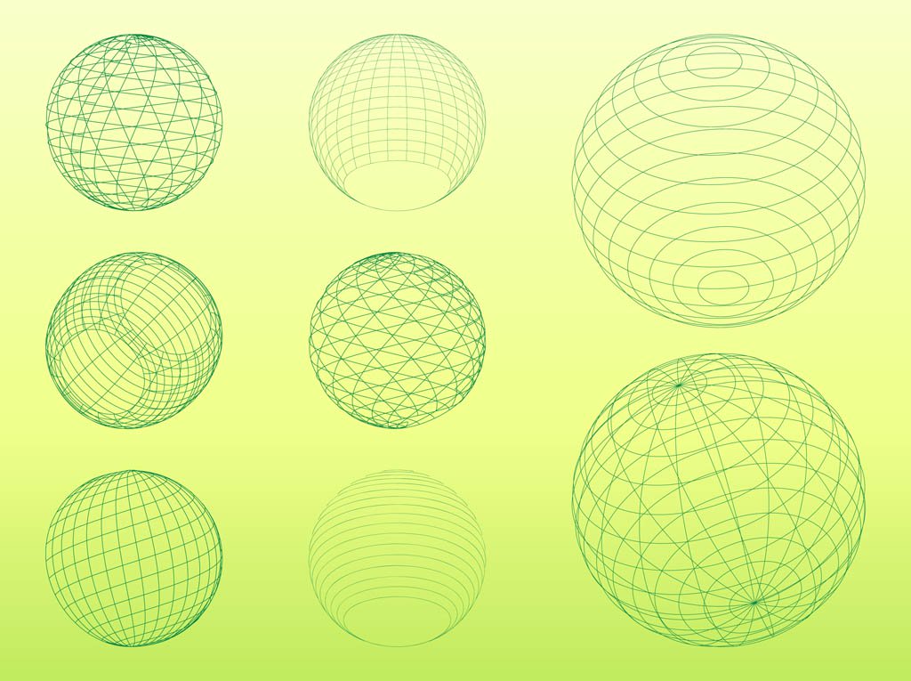 1024x765 D Wireframe Spheres Vector Art Graphics