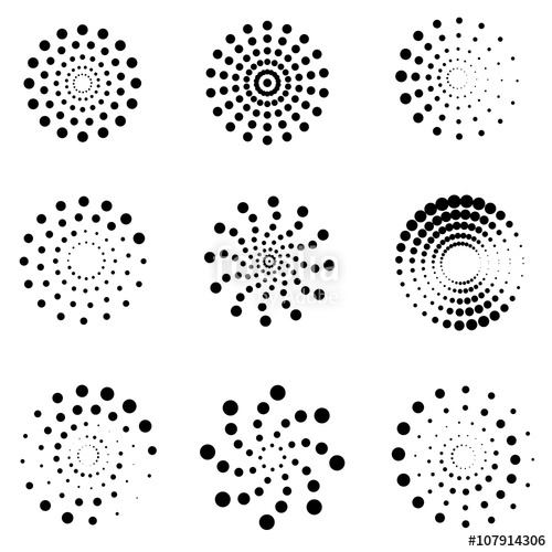 500x500 Abstract Dotted Spirals Vector Set Dotted Whirlpool Spiral, Dot