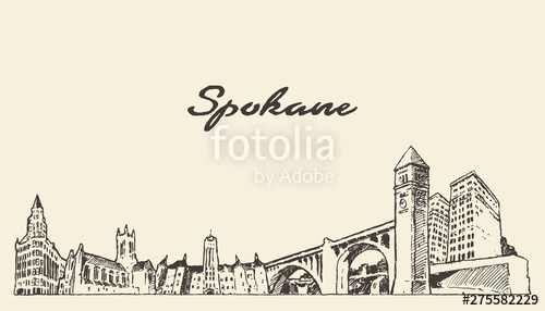 500x286 Spokane Skyline Washington United States A Vector Stock Image