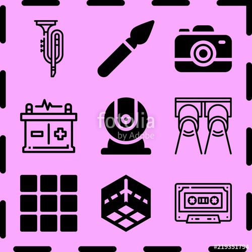 500x500 Simple Icon Set Of Art Related Trumpet, Photo Camera, Battery