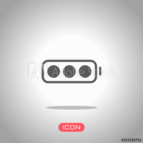 500x500 Simple Battery, Full Level Icon Under Spotlight Gray Background