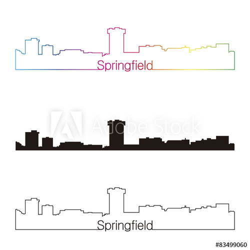 500x500 Springfield Mo Skyline Linear Style With Rainbow