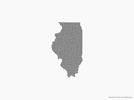 460x345 Vector Map Of Illinois With Counties