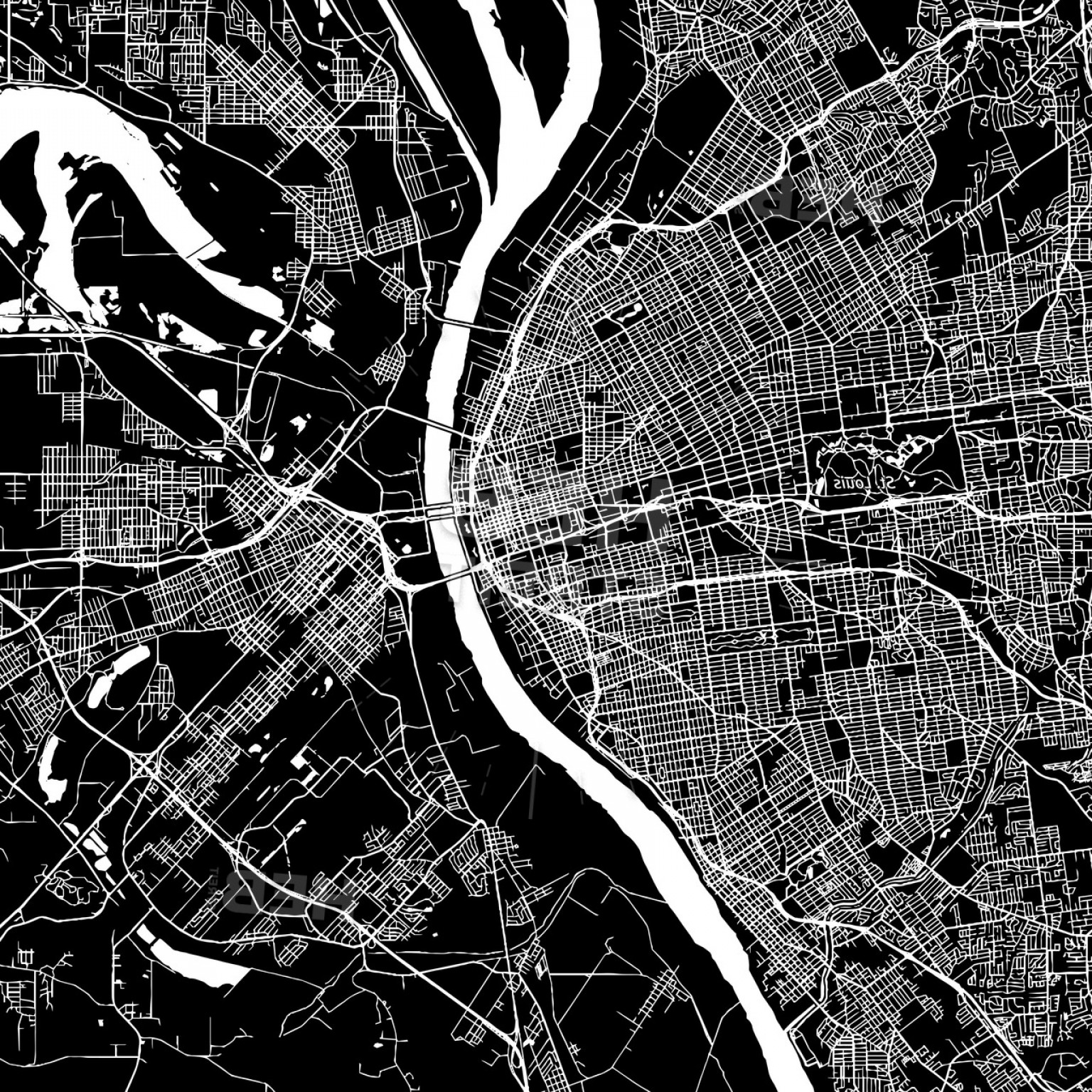 1536x1536 St Louis Missouri Downtown Vector Map Hoodamathrun