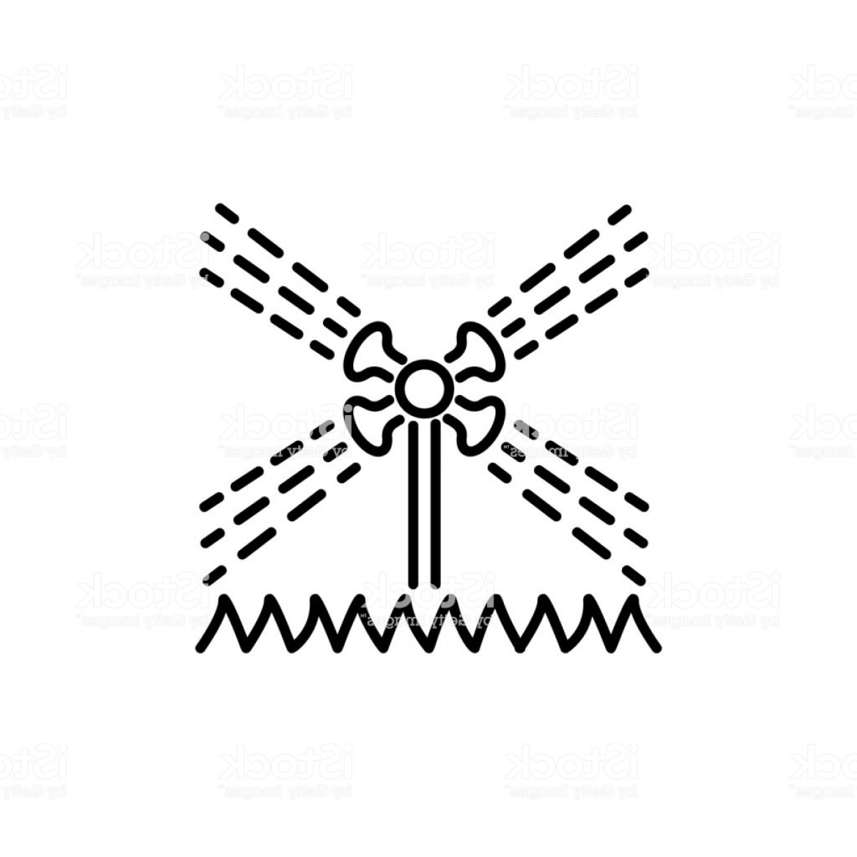 1228x1228 Black White Vector Illustration Of Rotating Garden Water Sprinkler