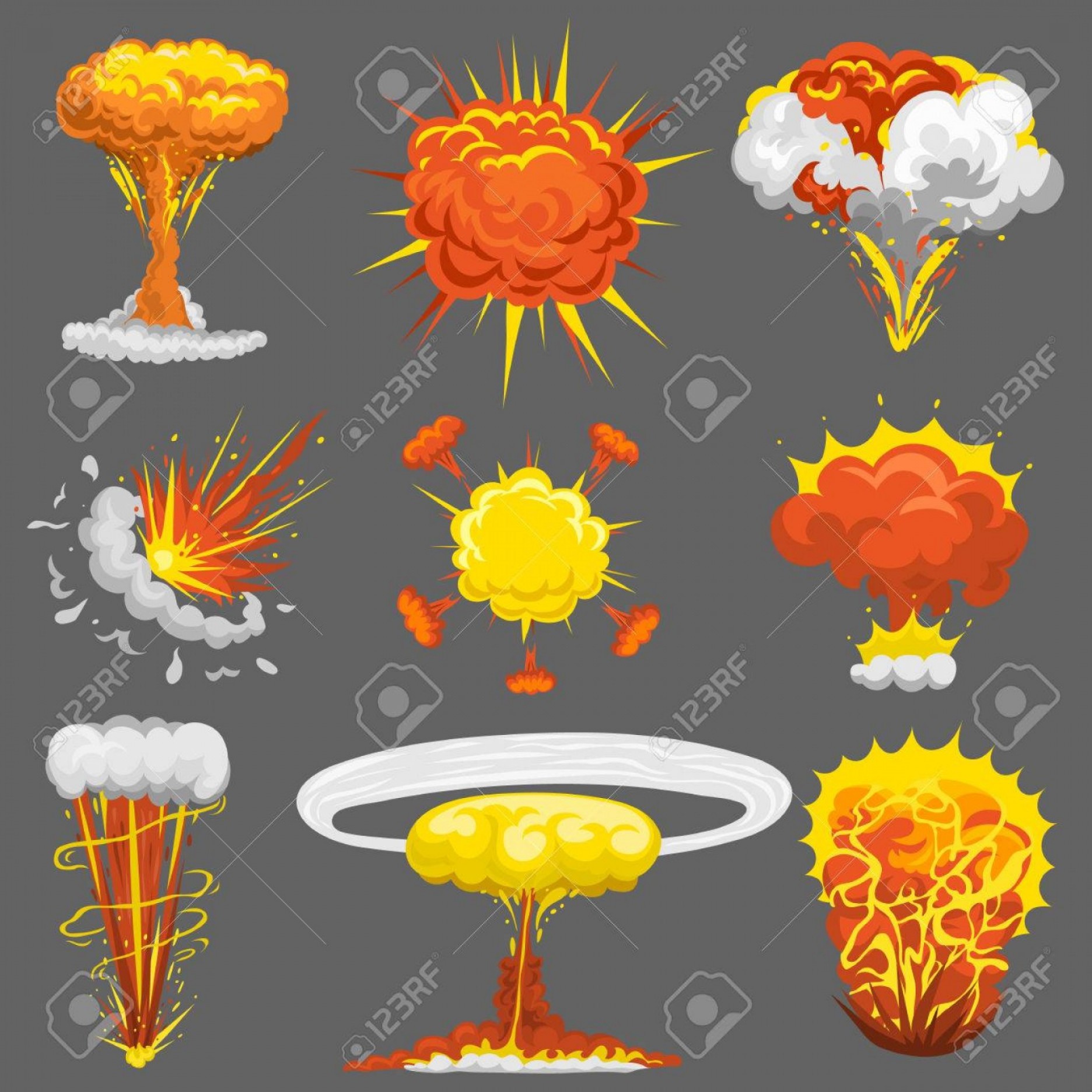 1872x1872 Photostock Vector Cartoon Explosion Boom Effect Animation Frames