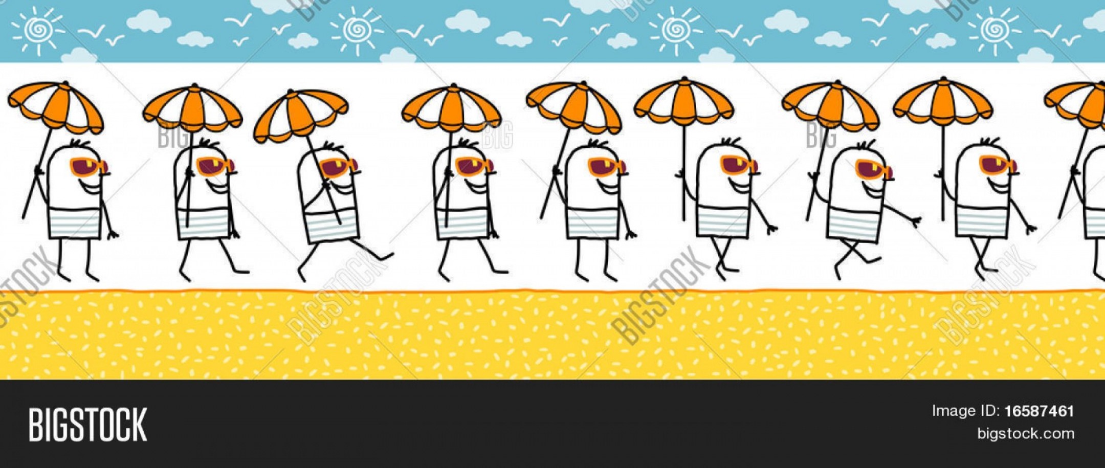 2160x915 Stock Vector Man With Parasol Sun Glasses Walking Cartoon