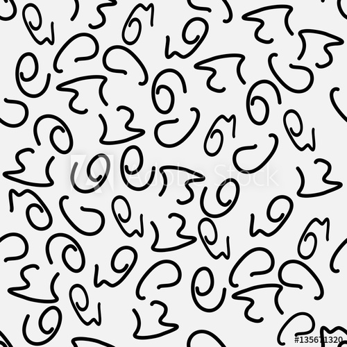 Seamless Vector Pattern, Black Squiggles, Abstract Background 500x500 Seamless Vector Pattern, Black Squiggles, Abstract Background