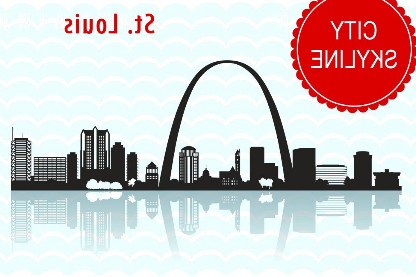 1389x926 St Louis City Vector Skyline Missouri Silhouette Usa City