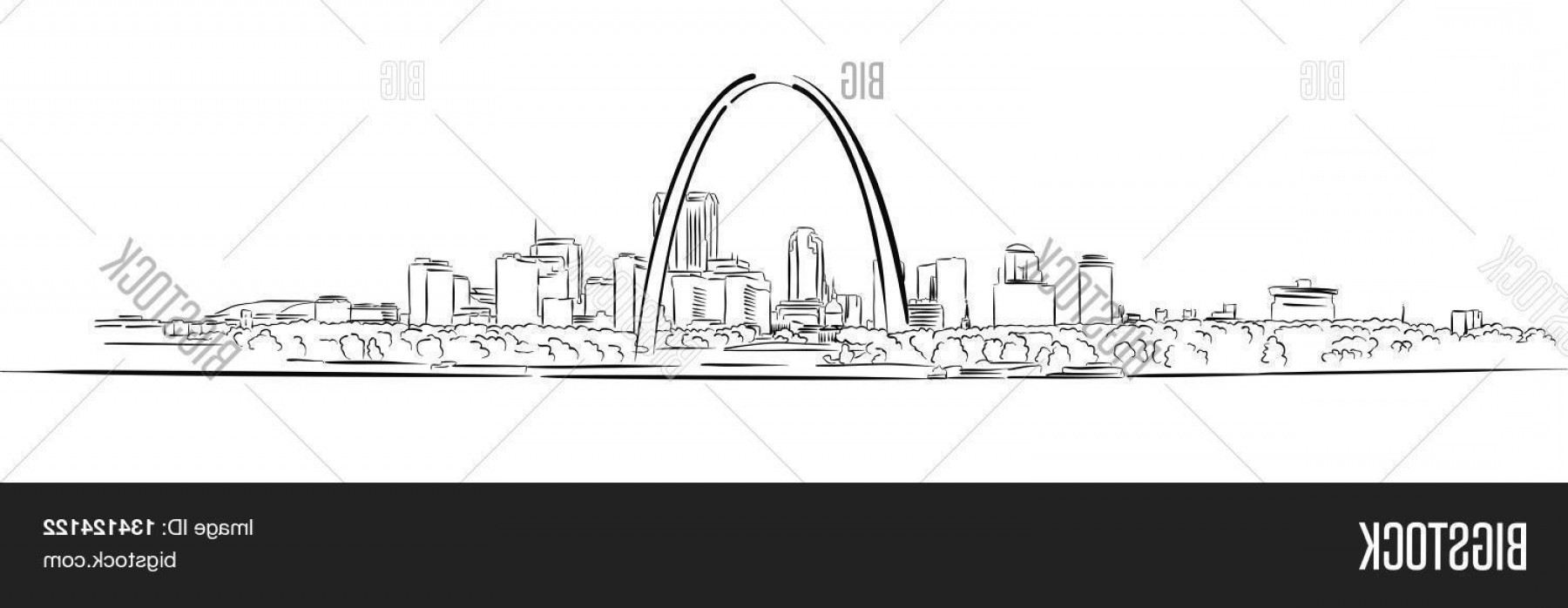 1800x698 Stock Vector St Louis Missouri Hand Drawn Outline Sketch Vector