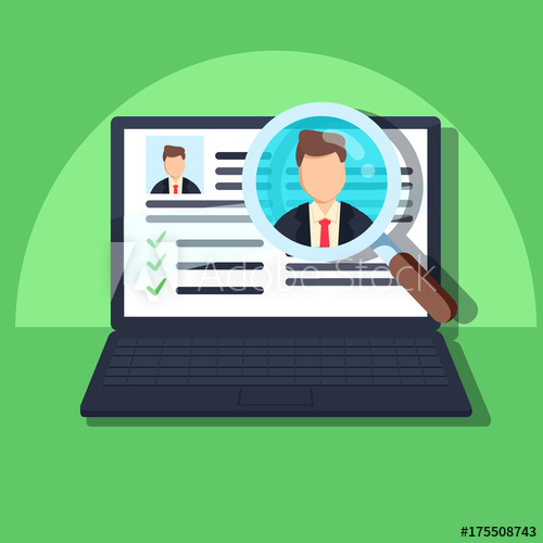 500x500 Human Resources, Staffing Concept Laptop With Candidates List