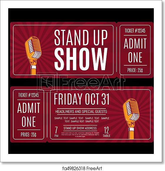 561x581 Free Art Print Of Vector Stand Up Show Tickets With Retro