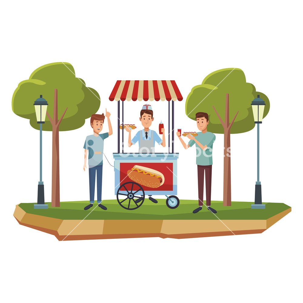 1000x1000 Hot Dog Stand Guy Selling Fast Food
