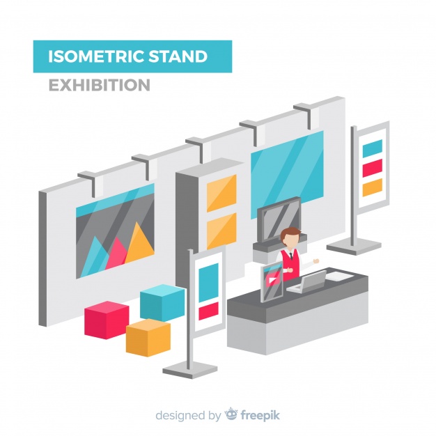 626x626 Isometric Stand Exhibition Vector Free Download