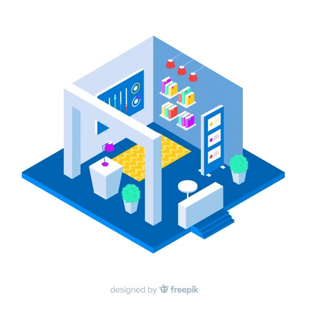 626x626 Commercial Isometric Stand Exhibition Vector Vector Free Download