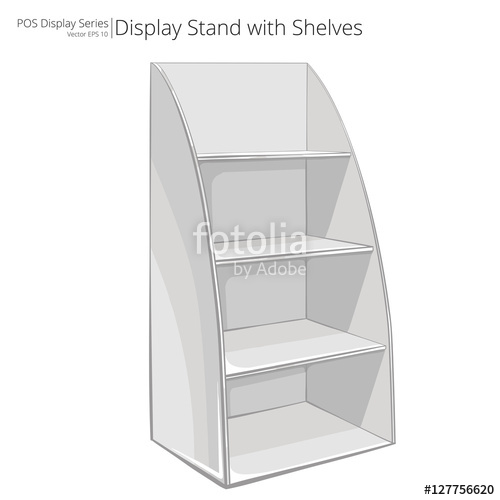 500x500 Display Stand With Shelves Vector, Illustration Of A Display