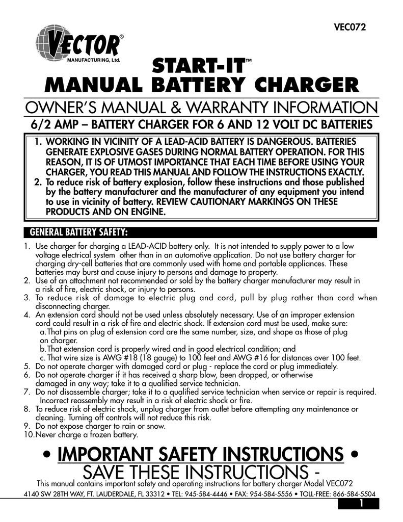 791x1024 Vector Start It Owner`s Manual