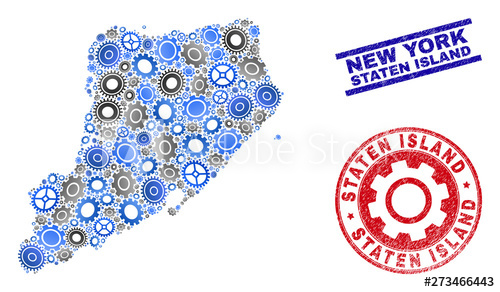 500x292 Repair Workshop Vector Staten Island Map Mosaic And Seals